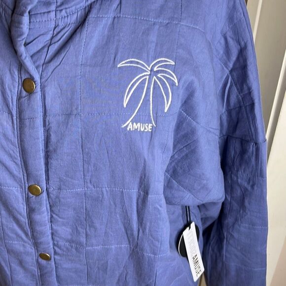 Amuse Society Women's Sea Breeze Quilted Embroidered Jacket Blue Size L/XL NWT - Picture 2 of 7